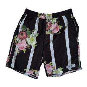 Civil Regime Striped Black & White Floral Shorts Men's Size XL NWOT